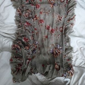 Ralph Lauren Purple Label Silk Scarf green floral ruffles